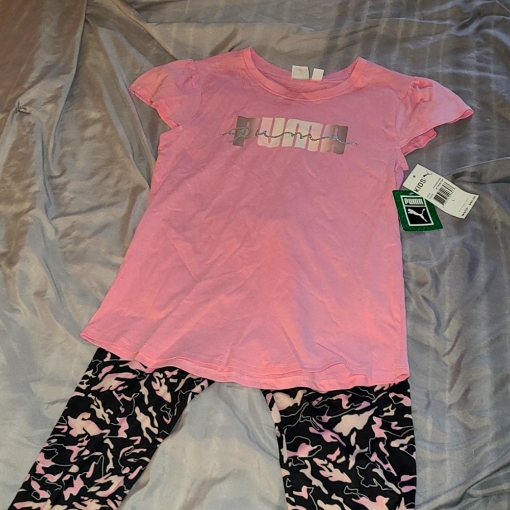 Puma Kids 2 Piece Set, Pink/Black, Large